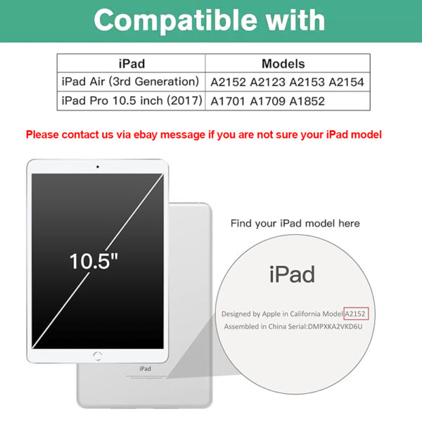 For iPad Air 3rd Case 10.5 inch 360 Degrees Rotating PU Leather Cover 360 - Image 2