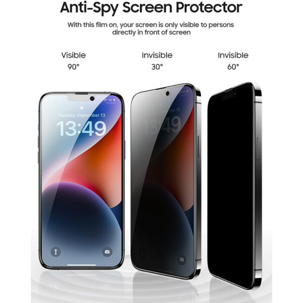 For iPhone 15 (6.1 inch) Anti-Spy Privacy Full Coverage Tempered Glass Screen Protector - Image 3