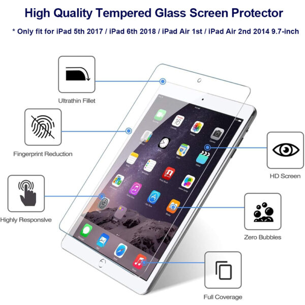 For Apple iPad Air 1 Air 2 9.7" Tempered Glass Screen Protector - Image 3