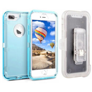 For iPhone 6 Plus 7 Plus 8 Plus Case Heavy Duty Defender Clear Cover with Belt Clip TRL55